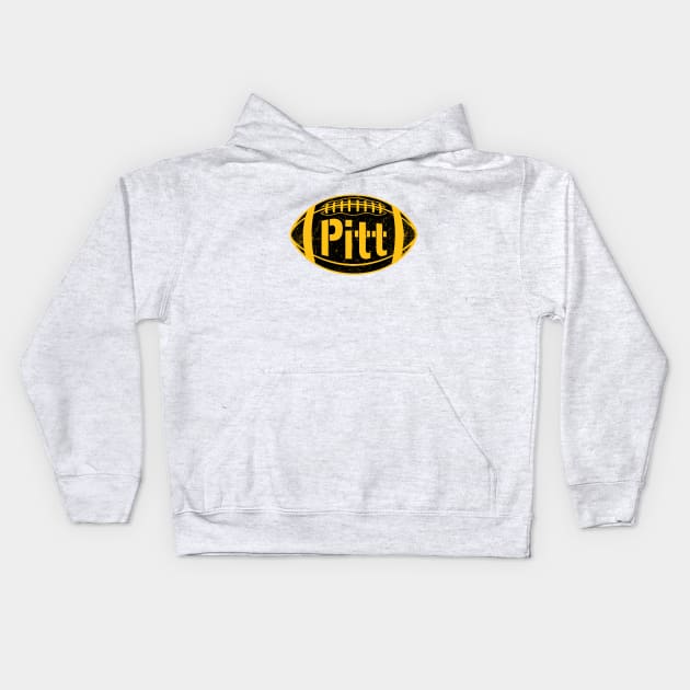 Pitt Retro Football - White Kids Hoodie by KFig21